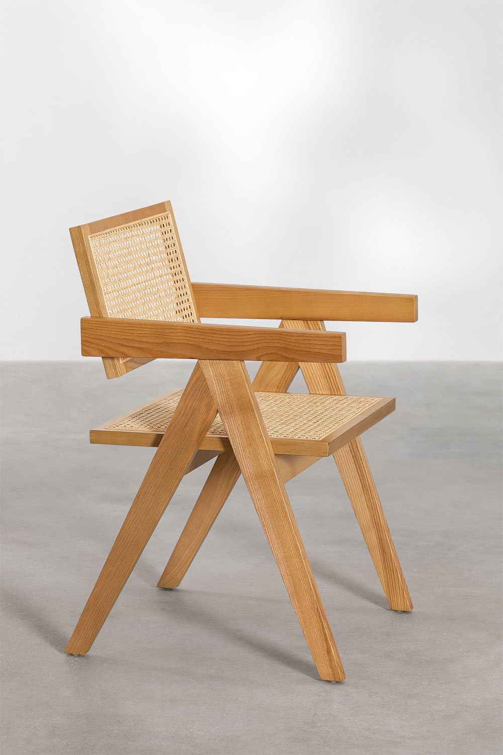 Sklum Lali sedia pranzo frassino rattan con braccioli