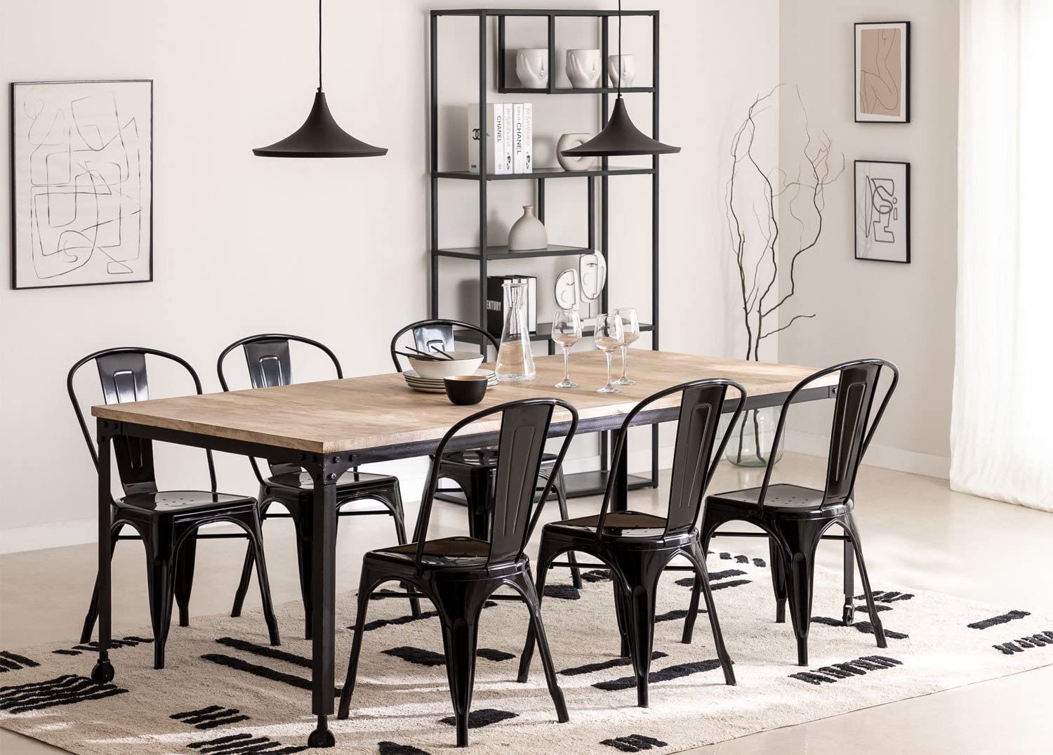 Sklum Nika tavolo pranzo 200x100 cm legno riciclato con ruote