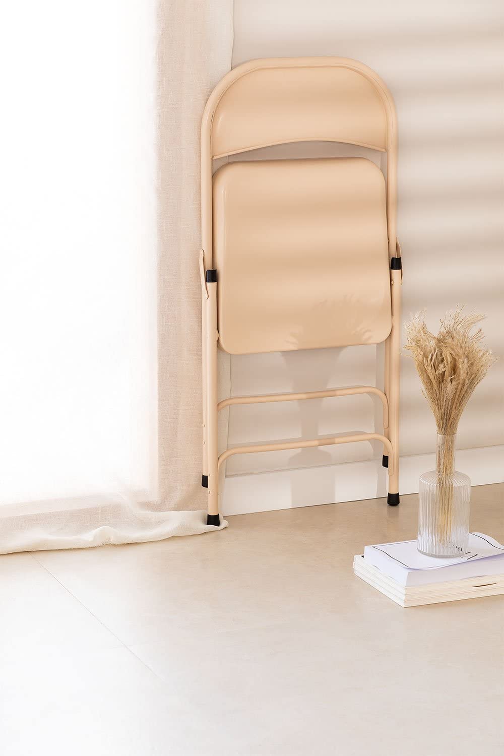 Sklum Ukla set 2 sedie pieghevoli beige lino acciaio