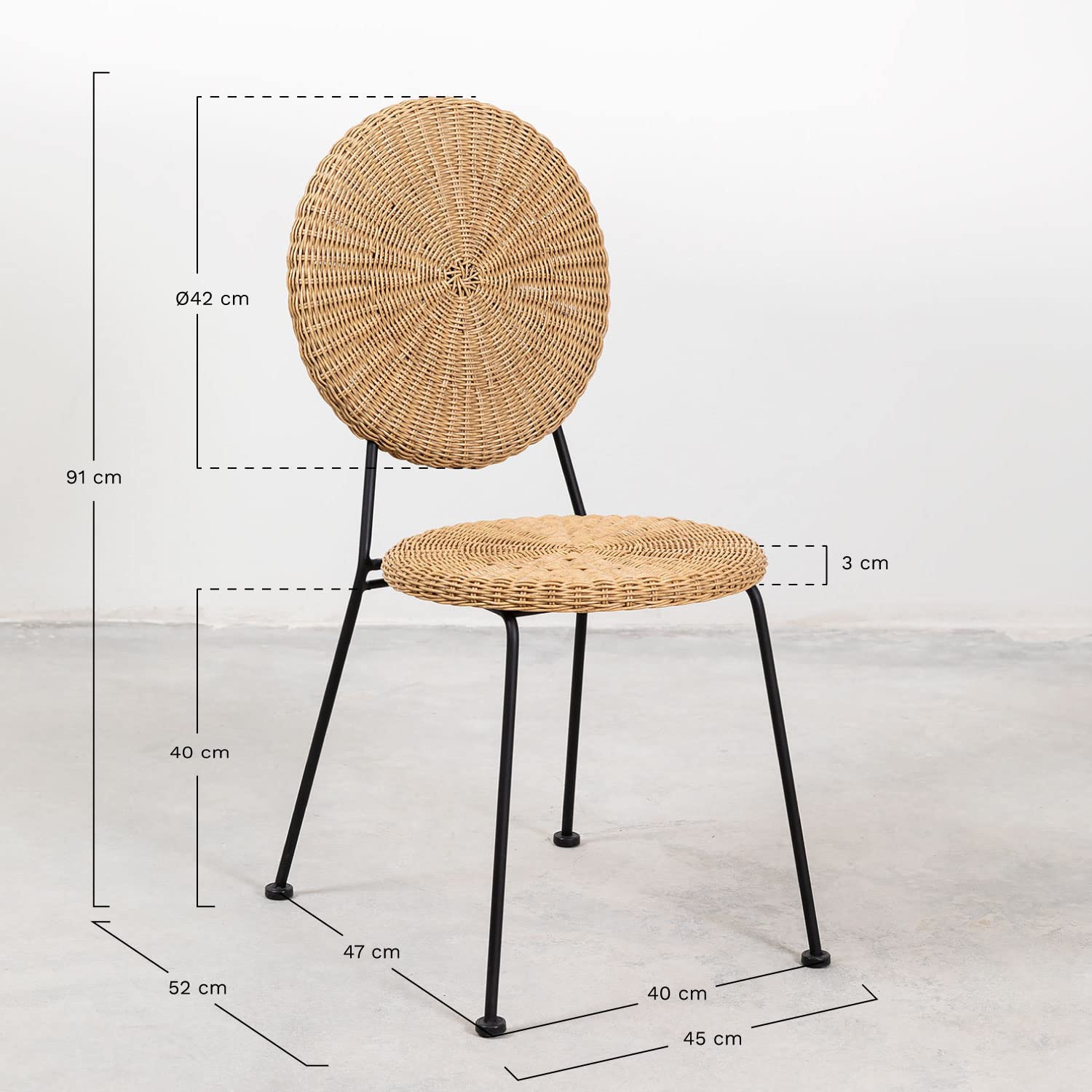 Sklum Venno Sedia da Giardino Natural in Vimini Sintetico