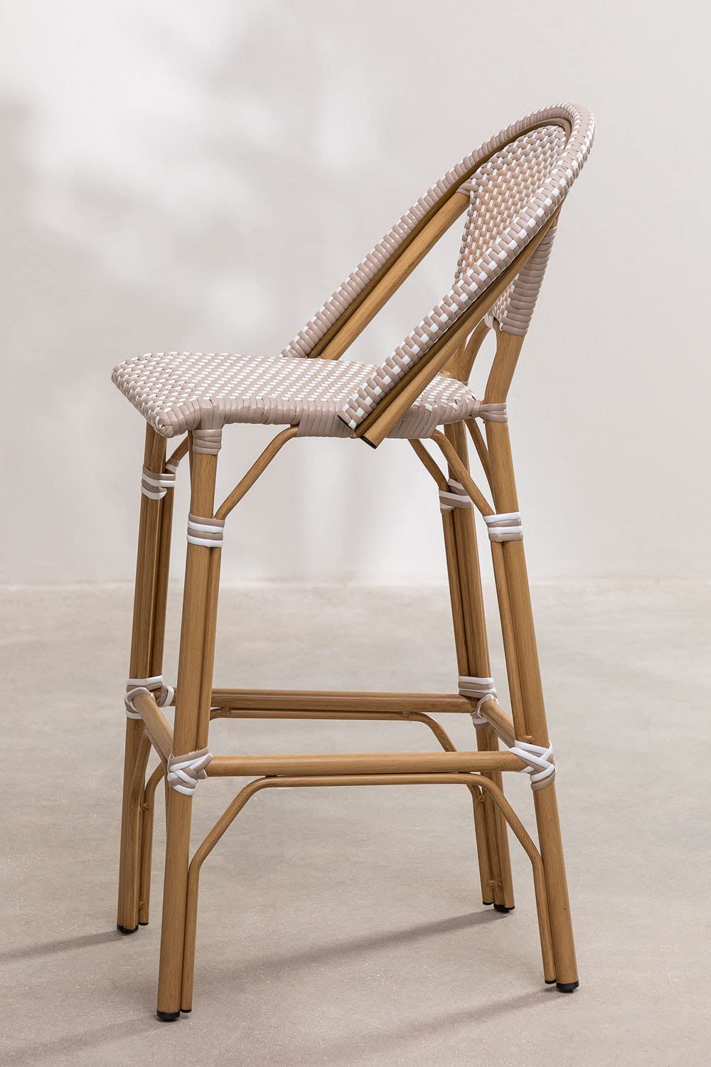 Sklum Alisa Bistro sgabello alto giardino grigio talpa rattan