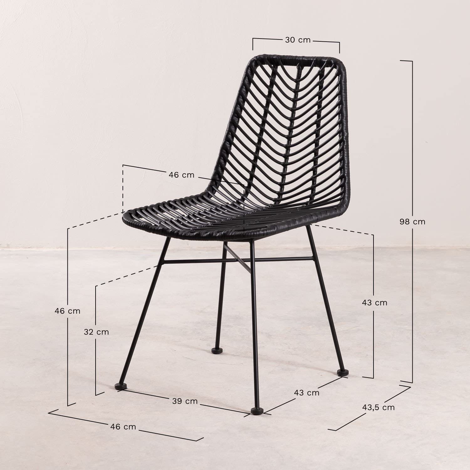 Sklum Gouda Colors sedia rattan blu nebbia 98 cm