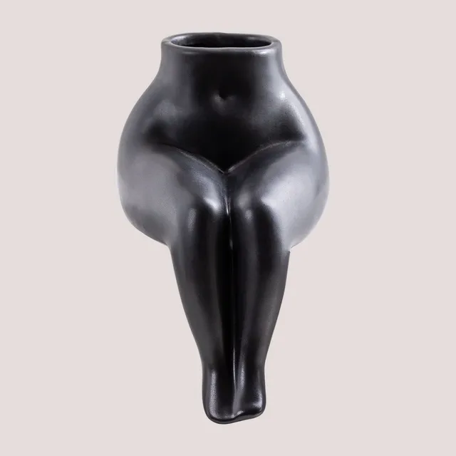 Sklum Irenka Vaso in Ceramica Nero Decorativo