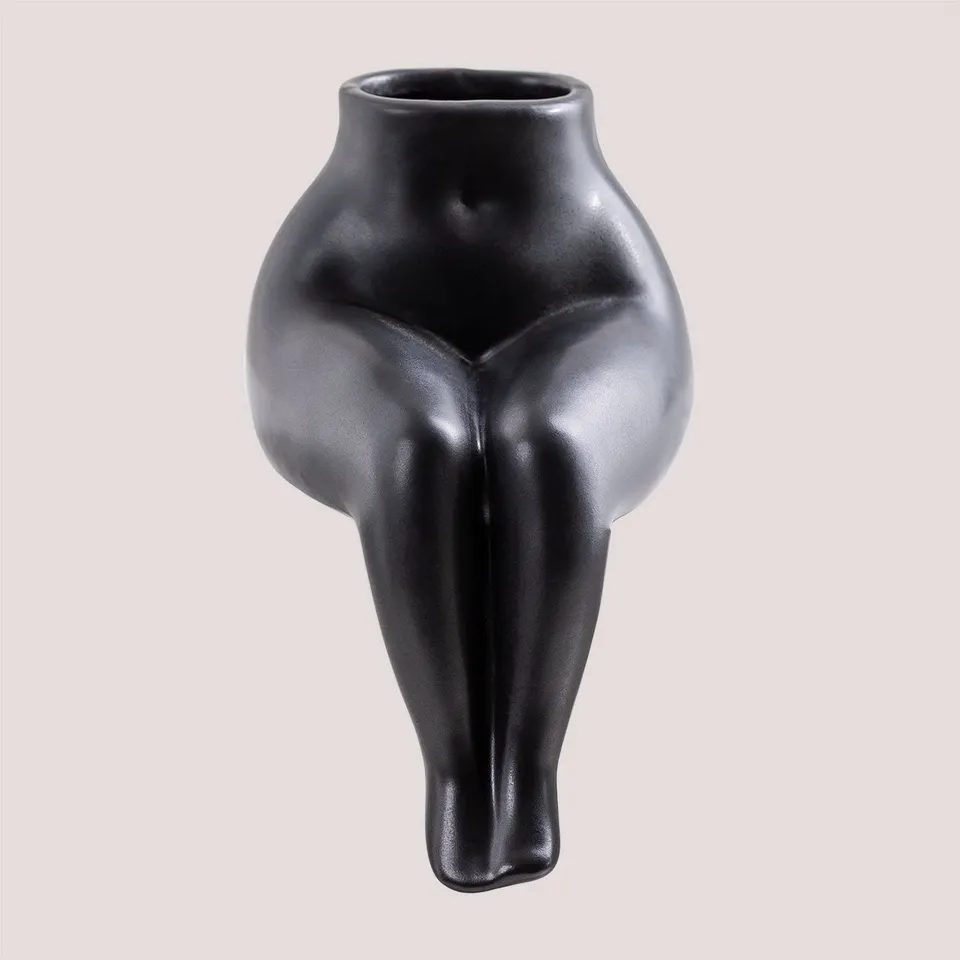 Sklum Irenka Vaso in Ceramica Nero Decorativo