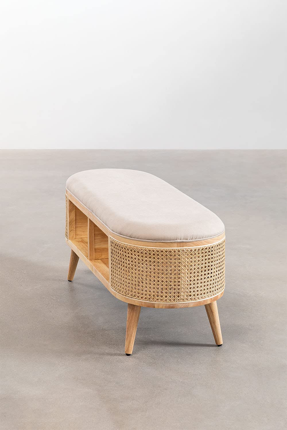 Sklum Icon panca contenitore 111 cm in betulla e rattan