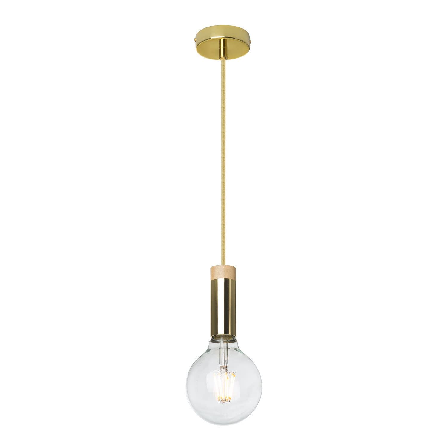 Sklum Thor lampada a sospensione oro in legno e acciaio