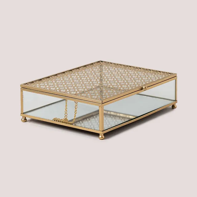Sklum Florence Portagioie Vetro Dorato 21,5 cm con Specchio