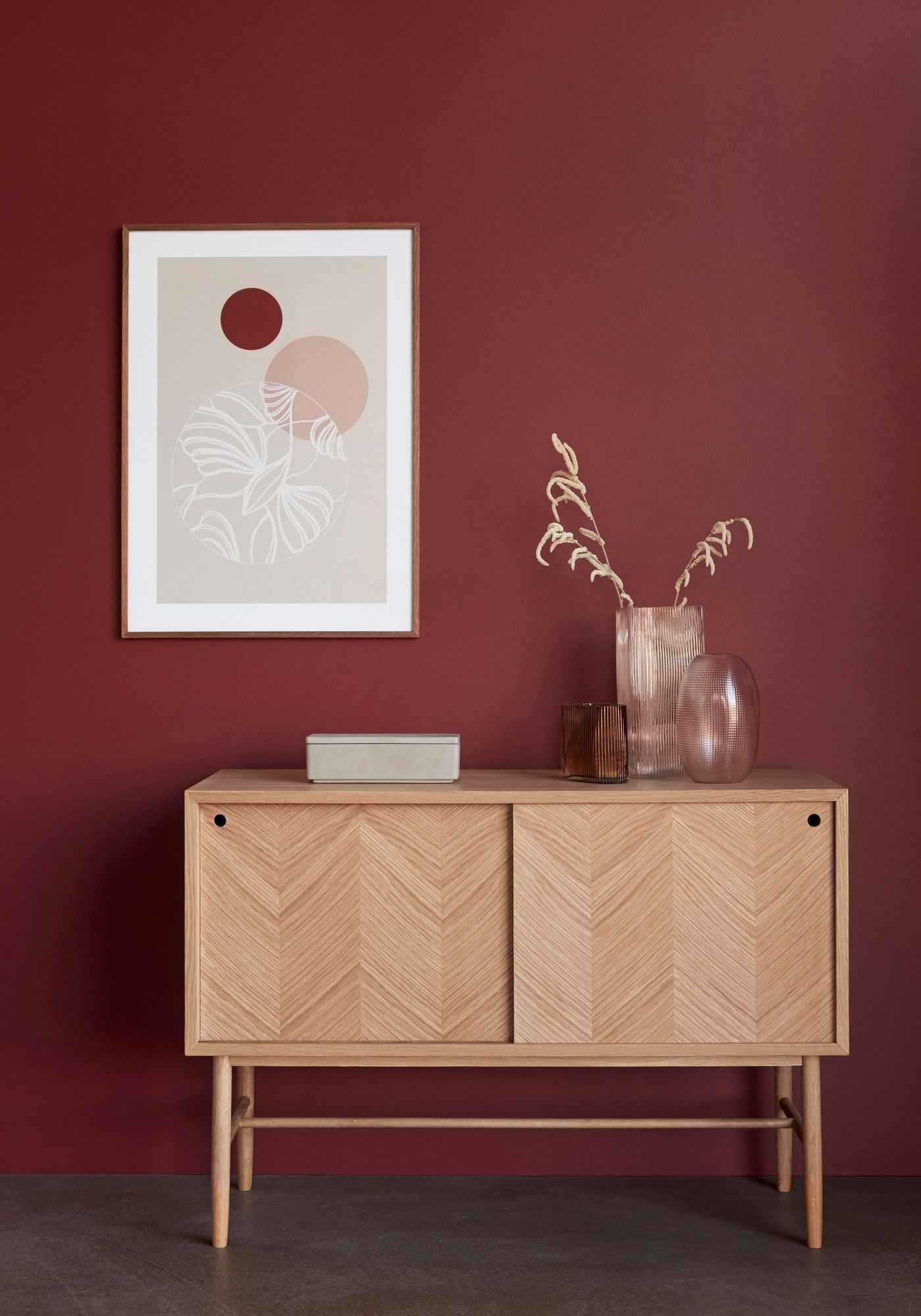 Bambua Herringbone Dresser Sliding Doors cassettiera naturale