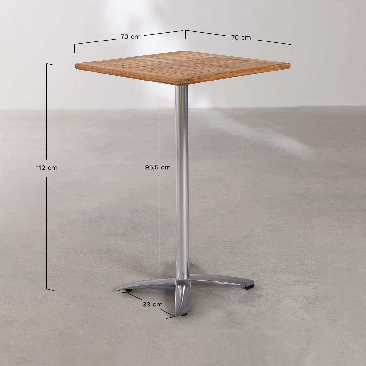 Sklum Bruh tavolo bar alto quadrato in teak 70x112 cm