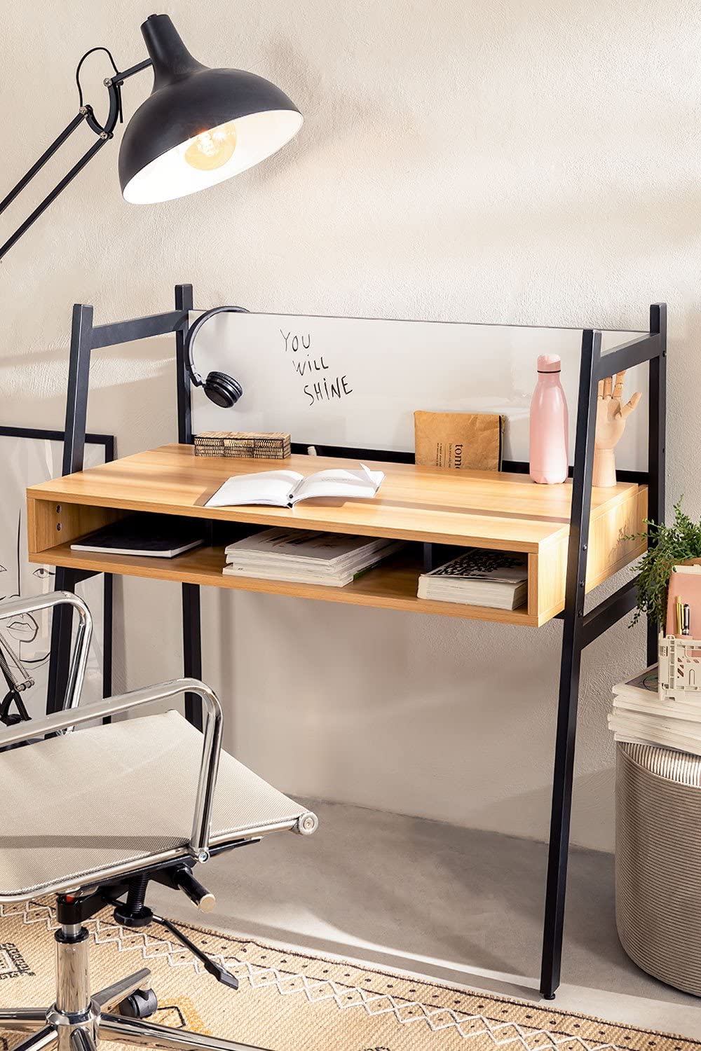 Sklum Rhank Style scrivania nera con lavagna
