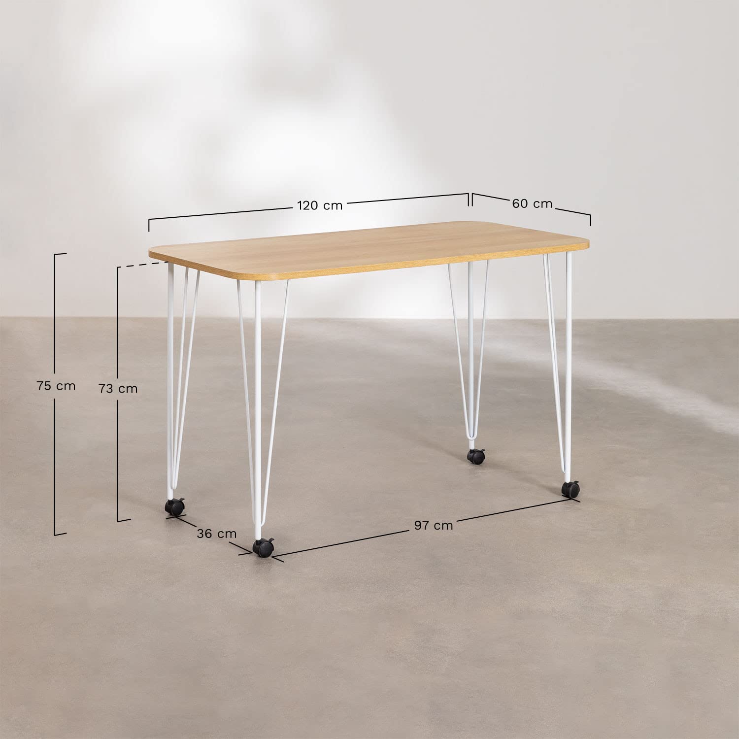 Sklum Nape Style scrivania bianca con ruote 120 cm