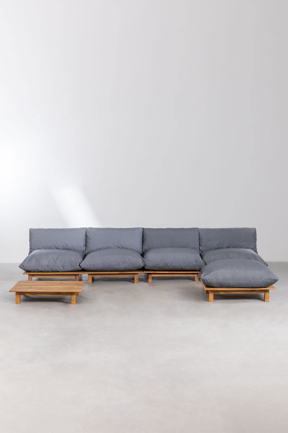 Sklum Brina set giardino modulare reclinabile 4 pezzi acacia