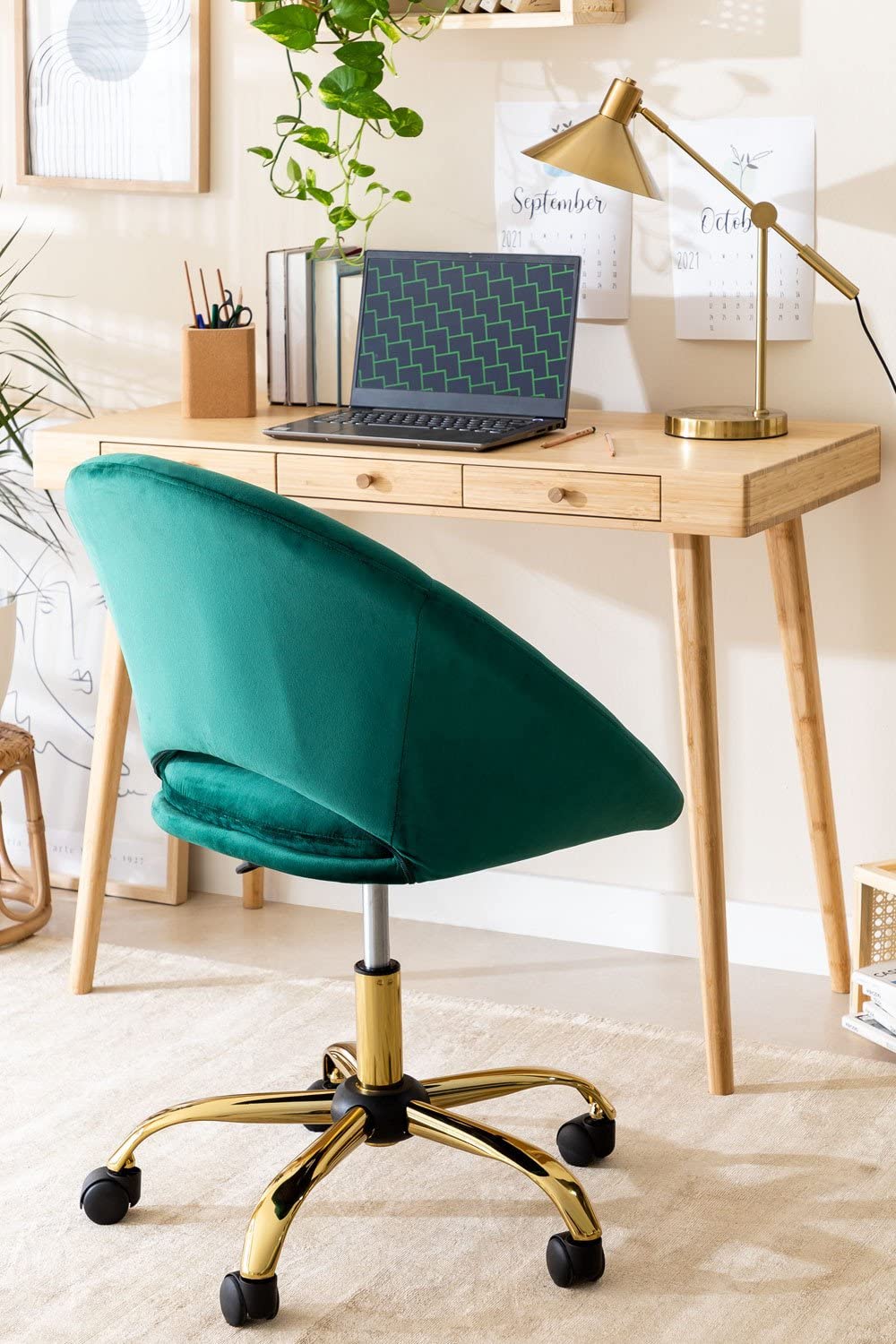 Sklum Vilett sedia ufficio velluto verde jungle