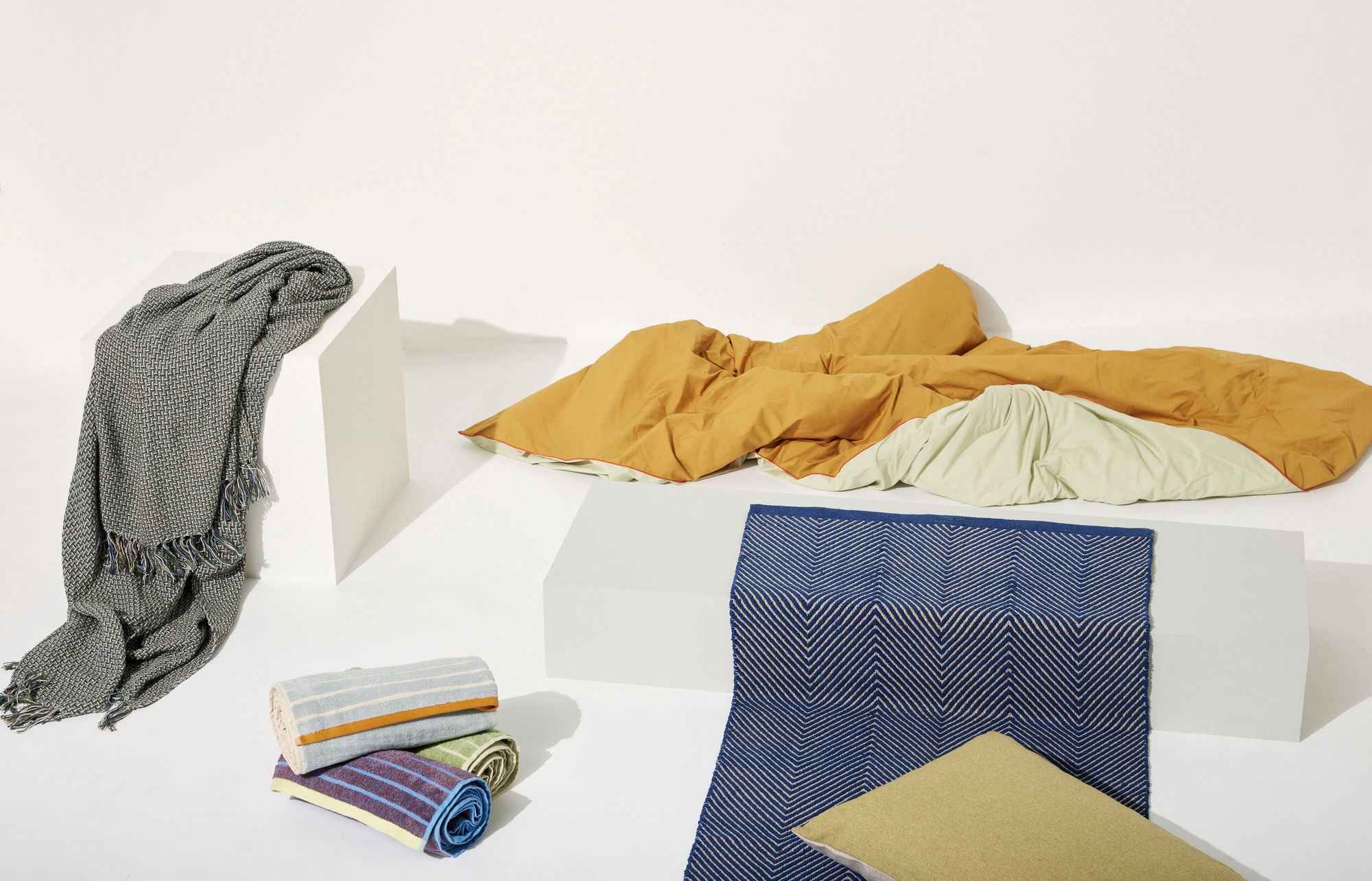 Bambua Mellow Runner tappeto blu cotone