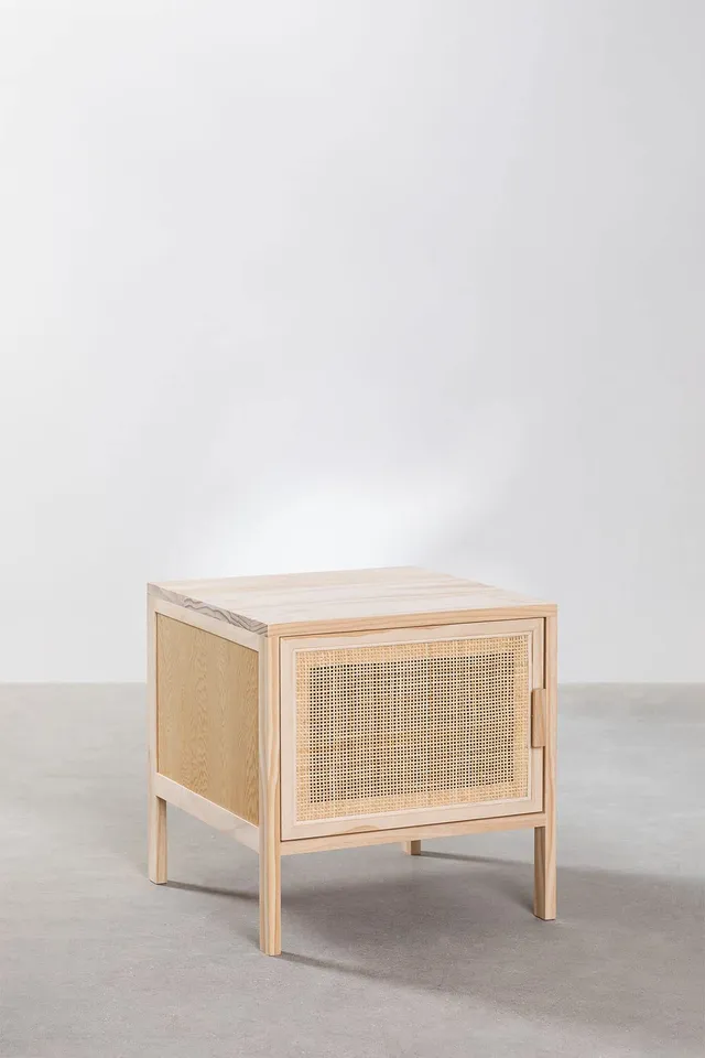 Sklum Reyna comodino rattan e legno pino