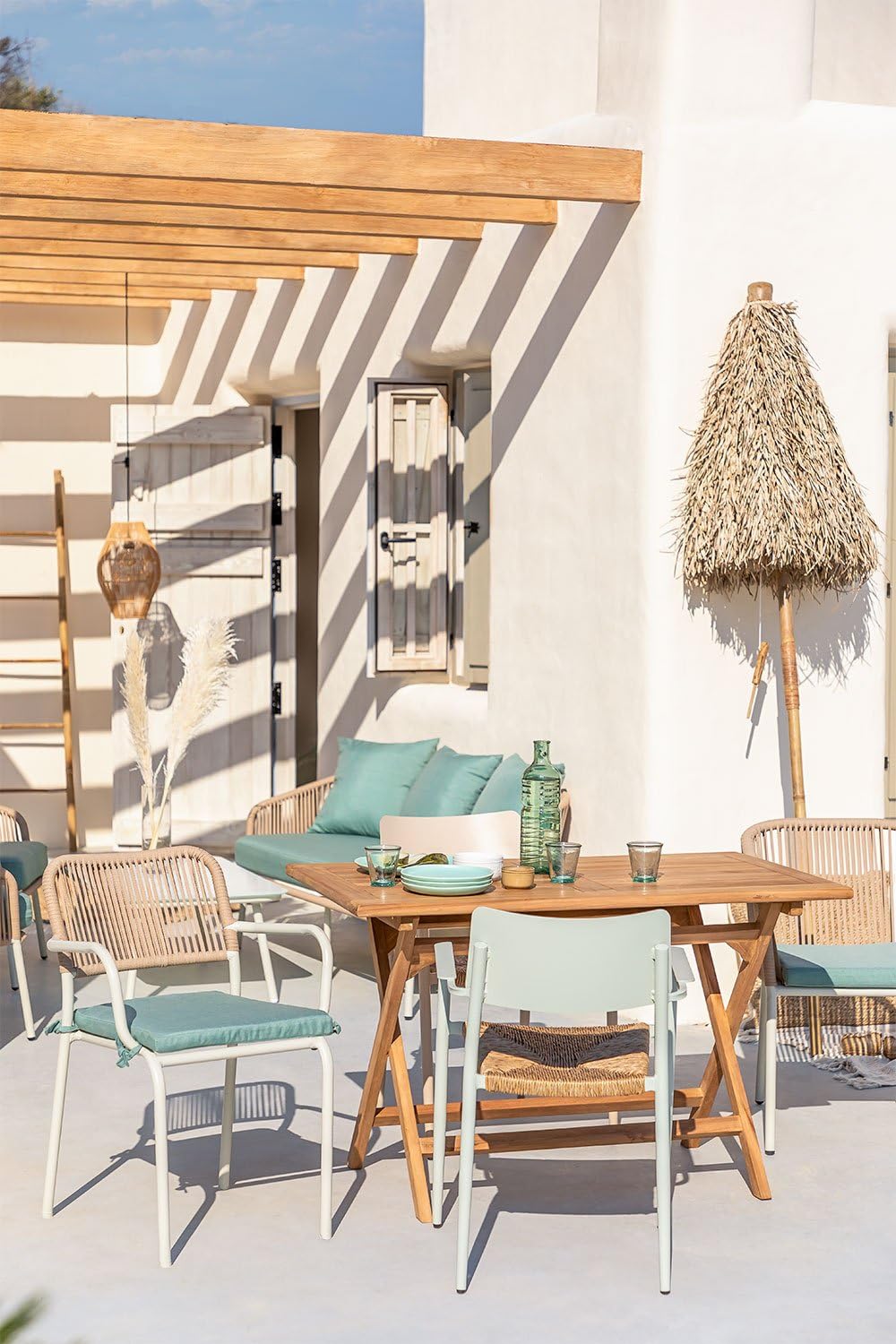 Sklum Arhiza set 4 sedie da giardino impilabili verde abete