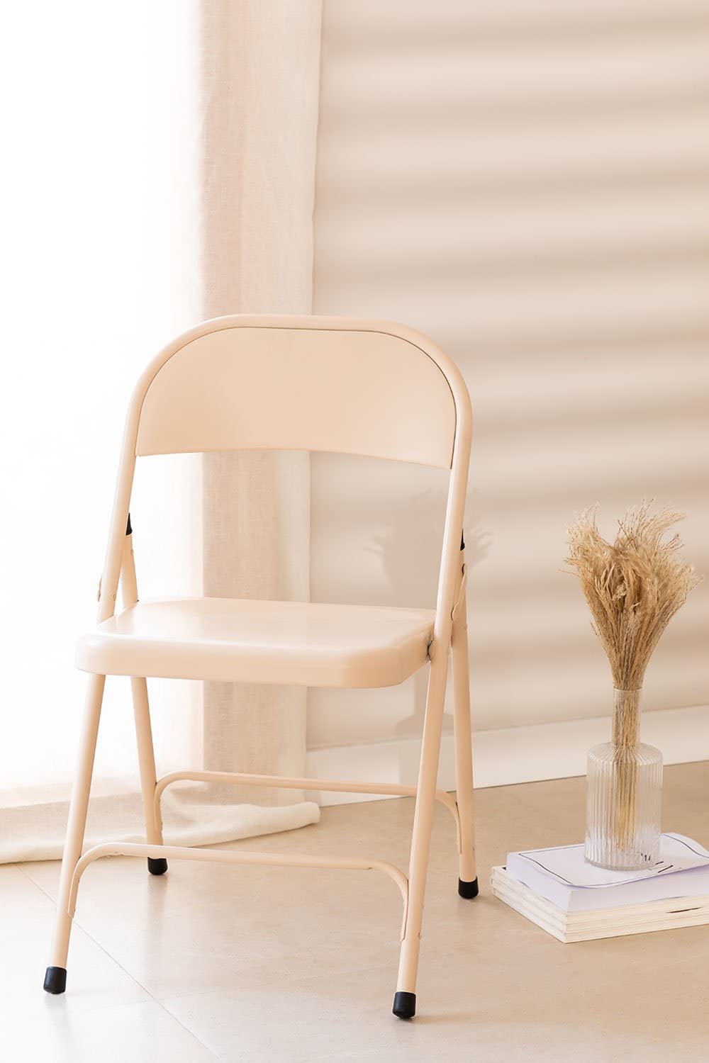 Sklum Ukla set 2 sedie pieghevoli beige lino acciaio
