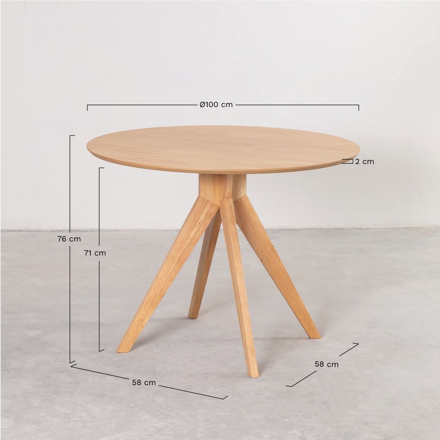 Sklum Sekiz Ø100 cm tavolo da pranzo rotondo legno 4 posti