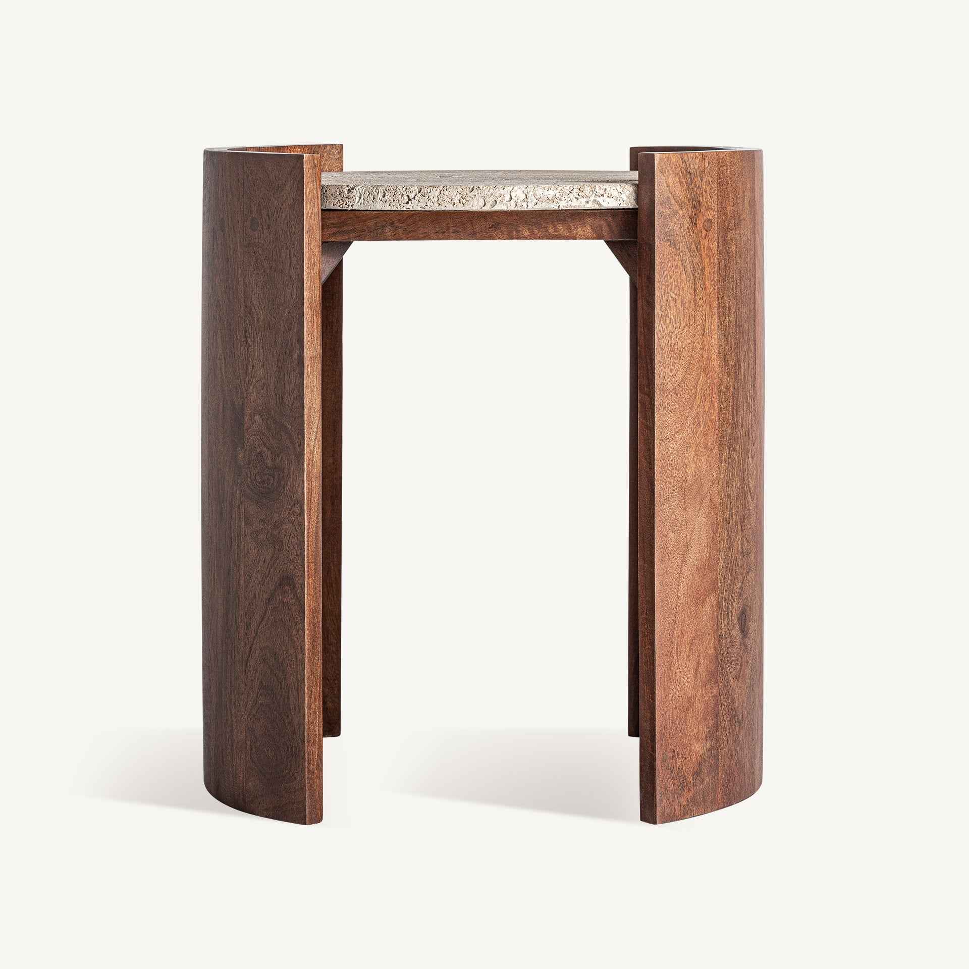 Bambua Tivoli tavolino travertino legno mango
