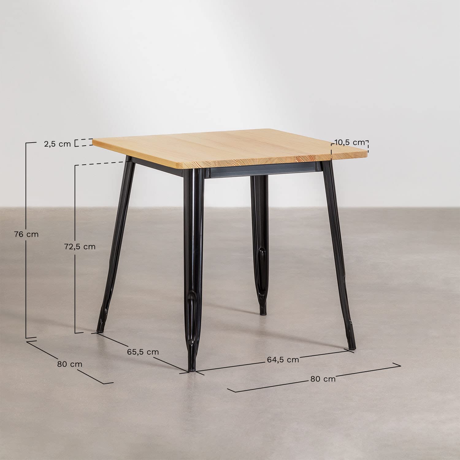 Sklum Lix tavolo quadrato 80x80 in legno e acciaio