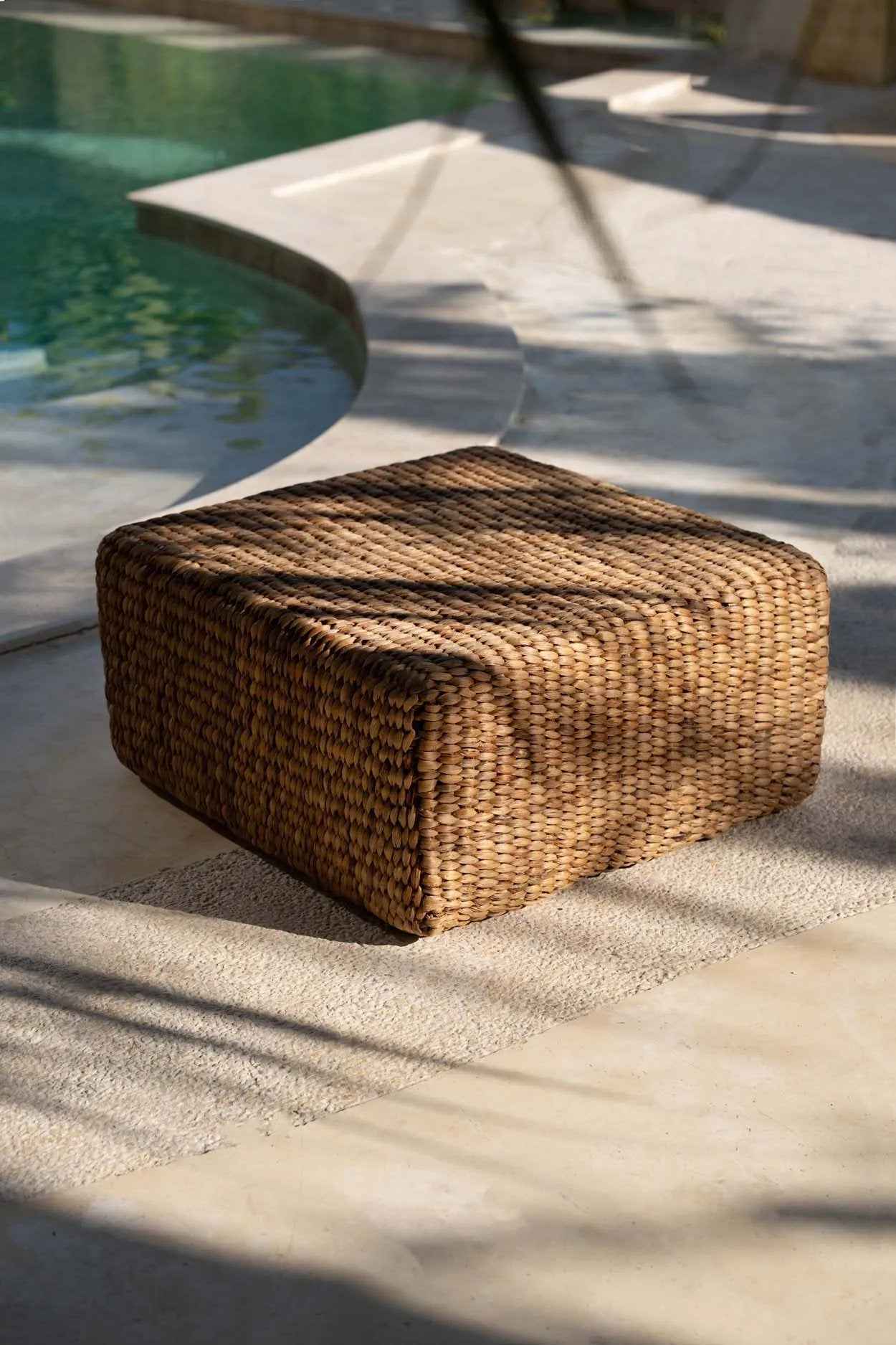 Bambua Hyacinth pouf quadrato naturale M giacinto d’acqua