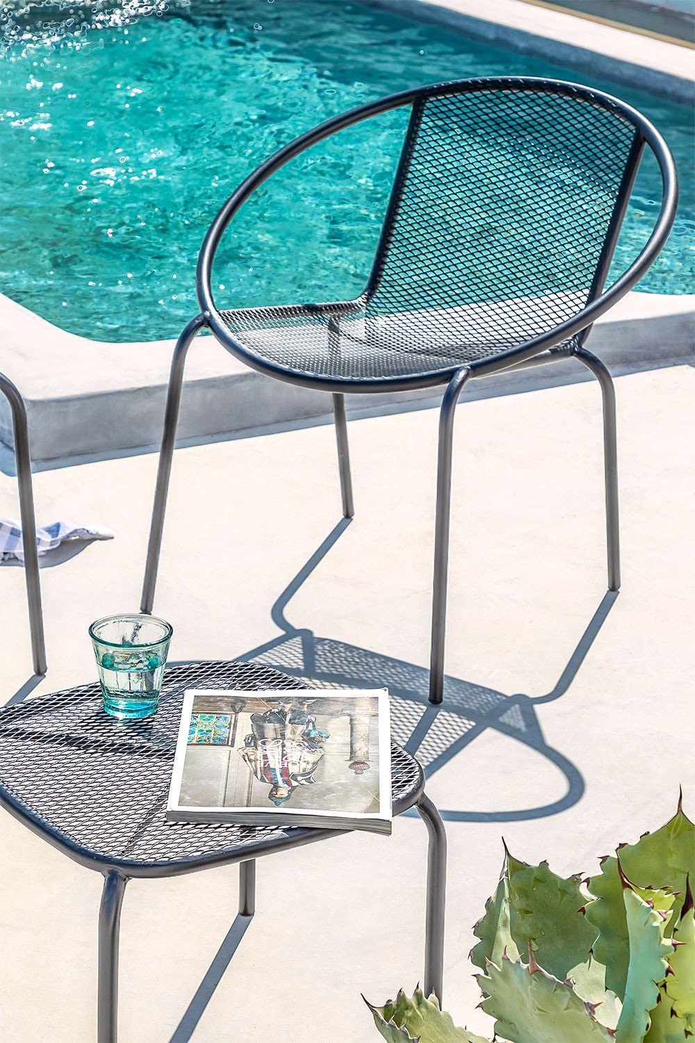 Sklum Dylha set 2 poltrone giardino impilabili nere 71 cm