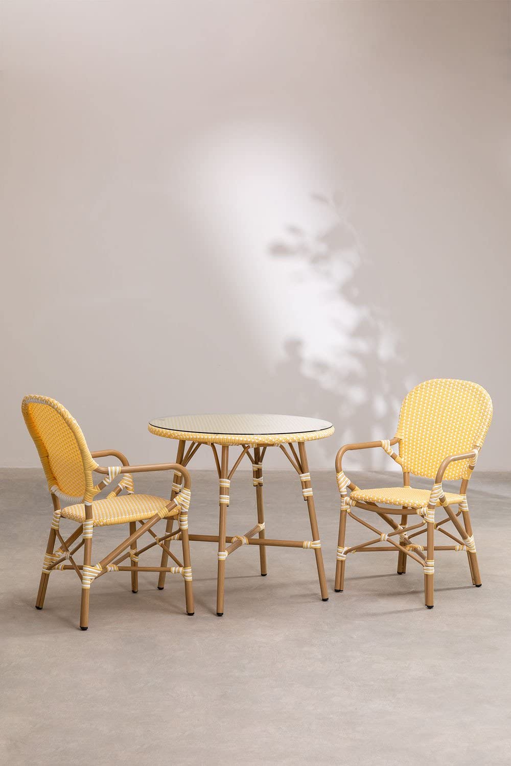 Sklum Alisa Bistro set tavolo 80 cm 2 sedie giallo vaniglia