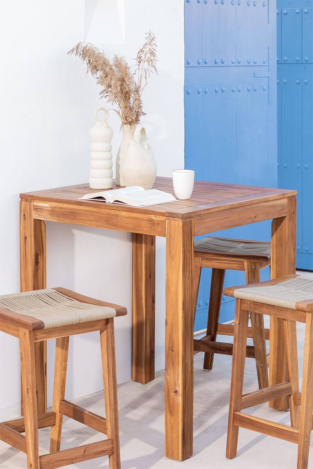 Sklum Tenay tavolo alto giardino 85x85 legno naturale