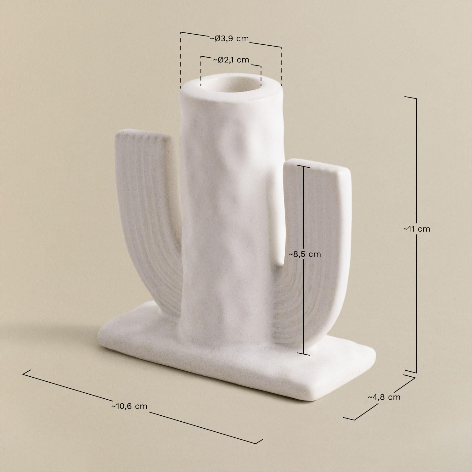 Sklum Lanek Portacandele Ceramica Bianco 11 cm