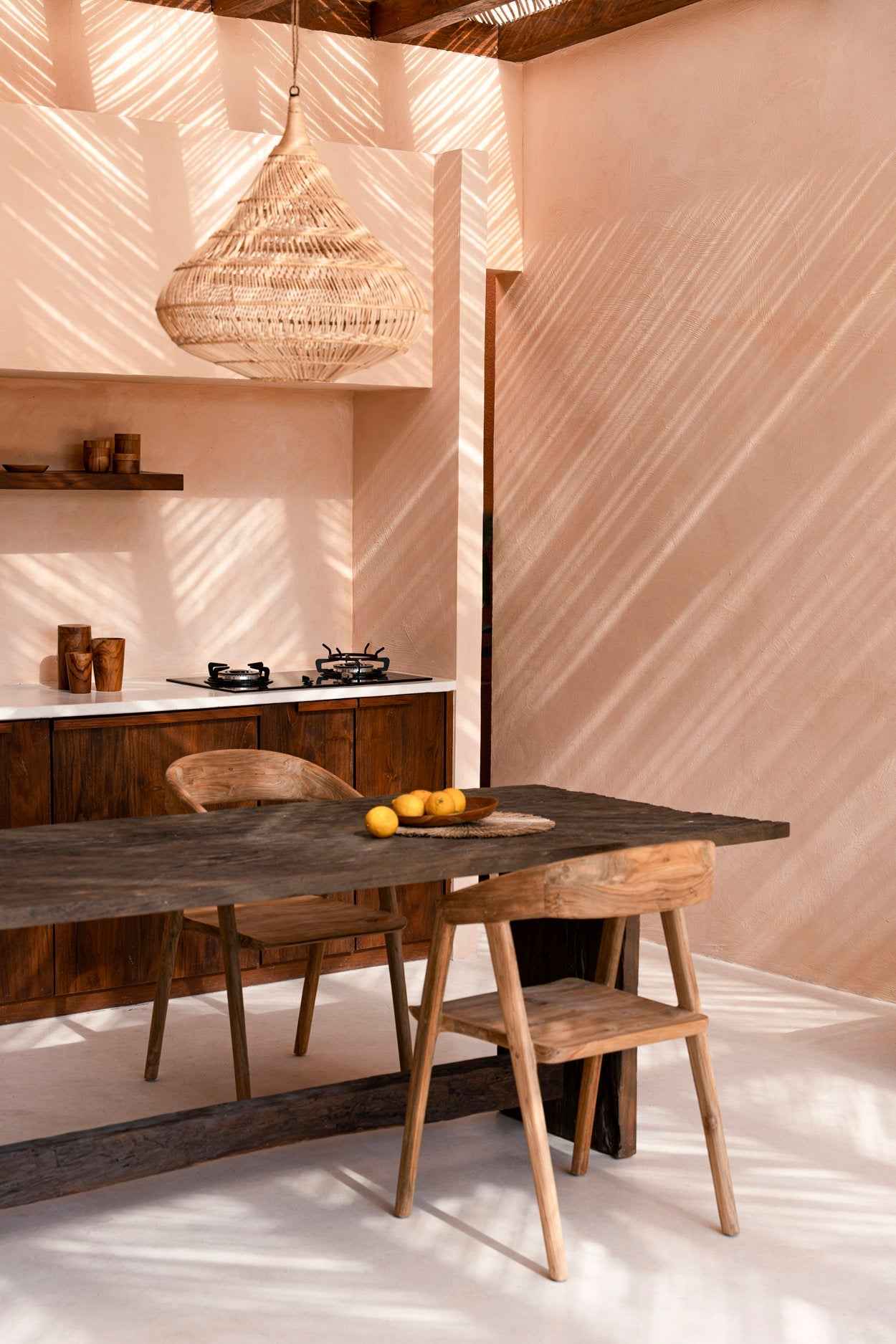 Bambua Teluk sedia da pranzo legno teak riciclato