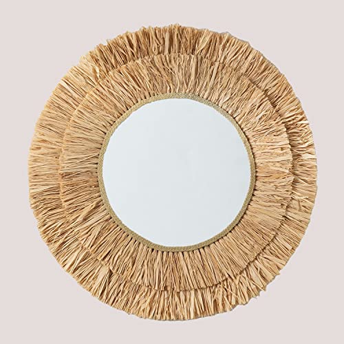 Sklum Willow specchio rotondo Ø79 cm in rafia