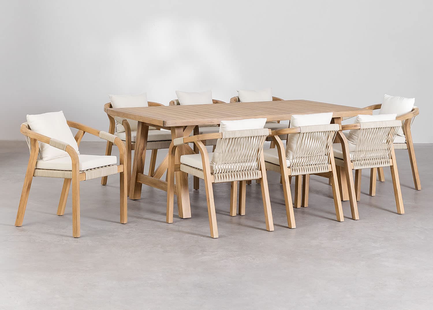 Sklum Dubai Set Giardino Tavolo 200x100 + 8 Sedie Acacia