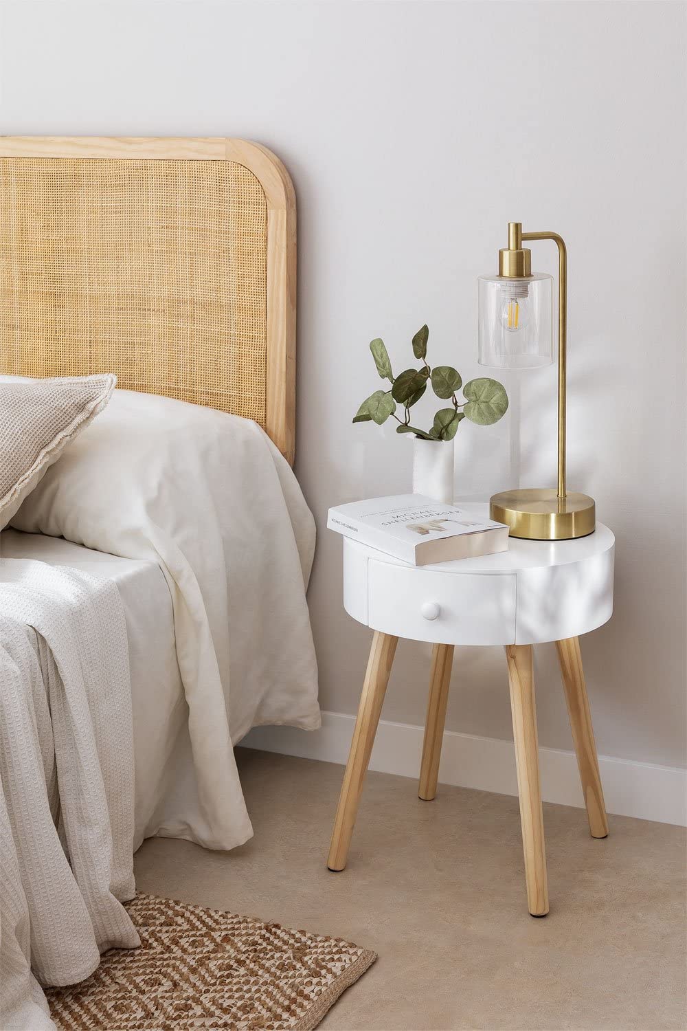Sklum Lamba Comodino in Legno con Cassetto Ø41 cm