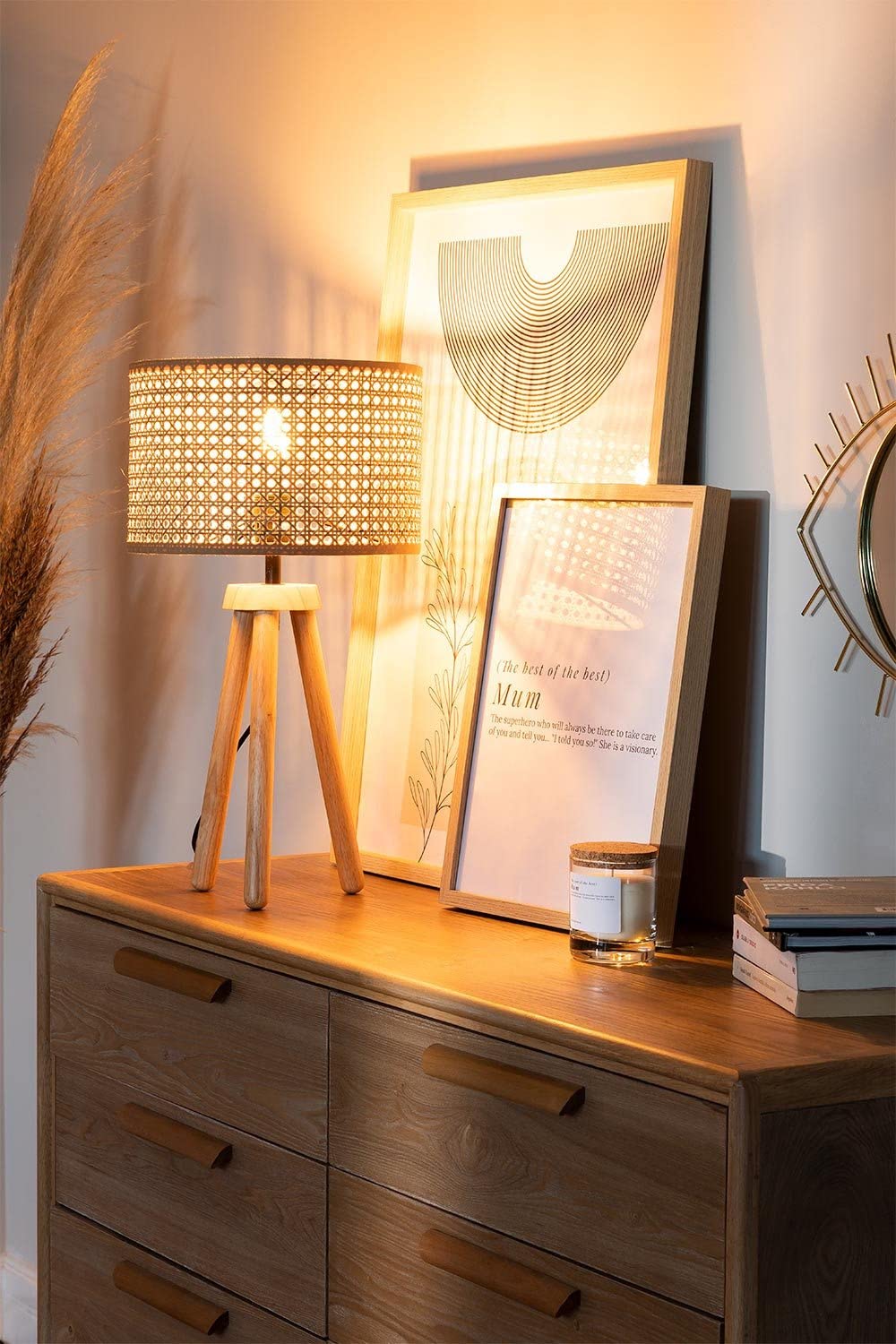 Sklum Serri lampada da tavolo rattan marrone naturale E27