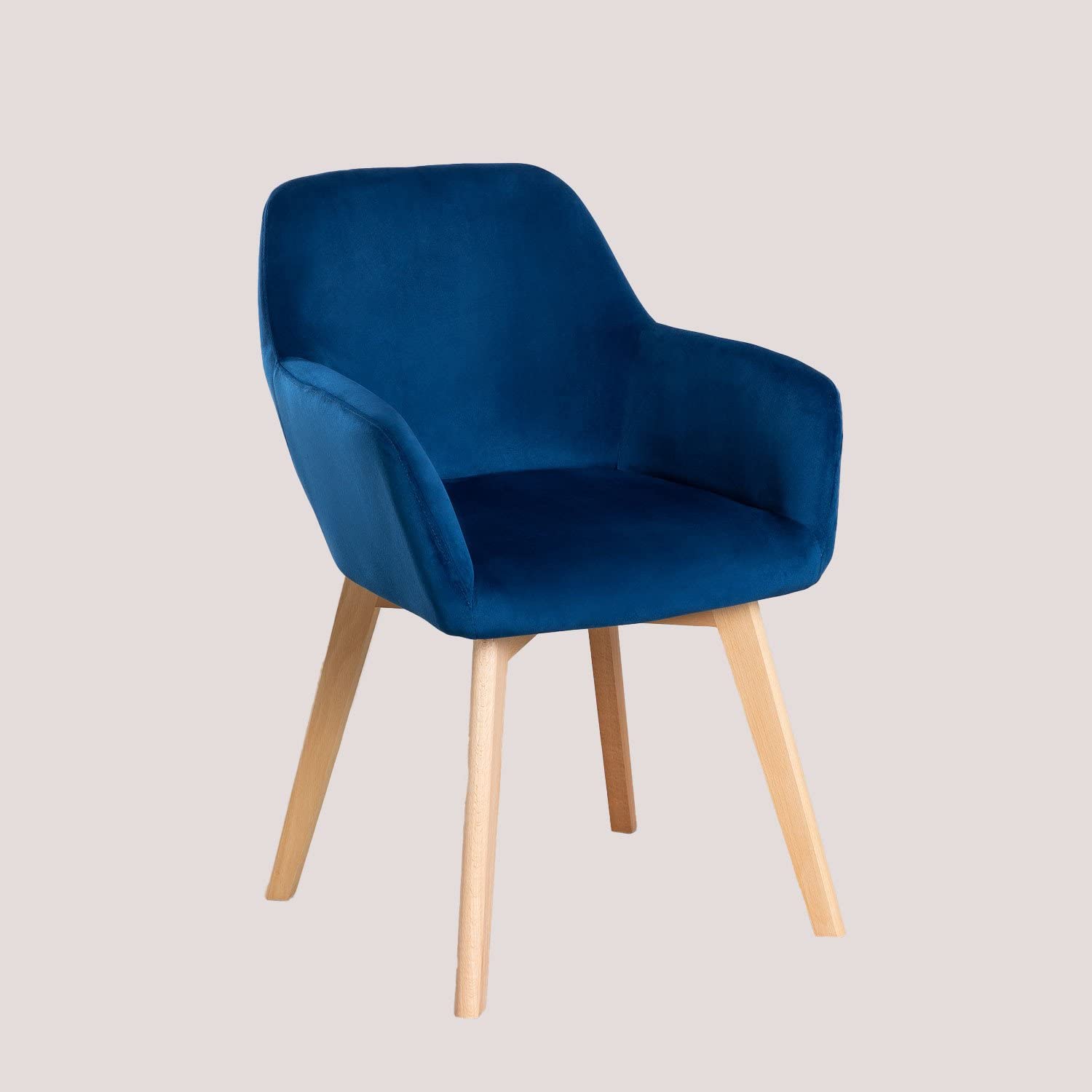 Sklum Ervi Design sedia da pranzo velluto blu con braccioli