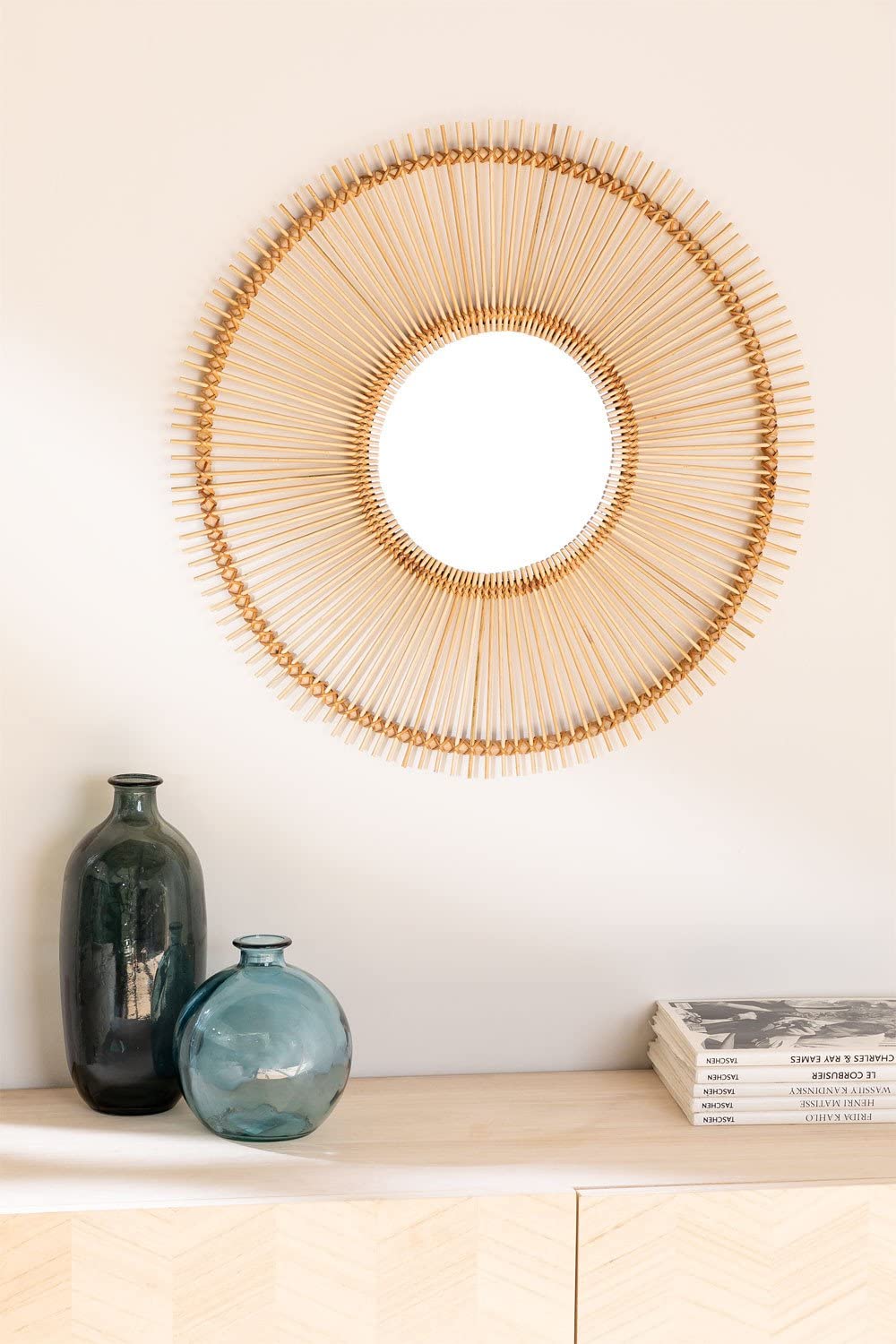 Sklum Biok specchio rotondo da parete rattan 60 cm