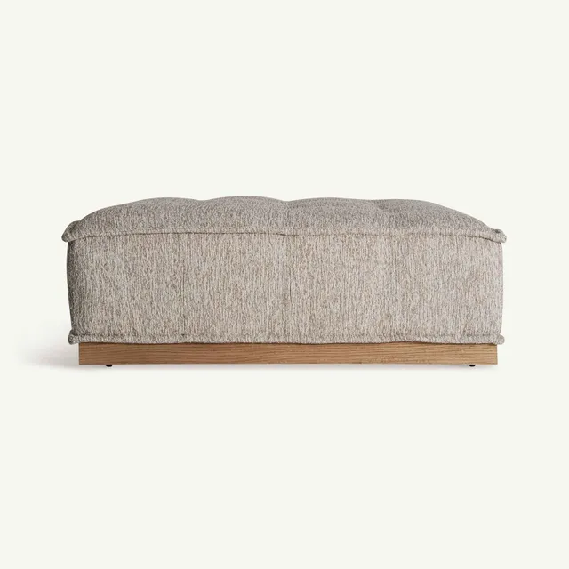 Bambua Vittel Pouf Beige in Tessuto e Pino