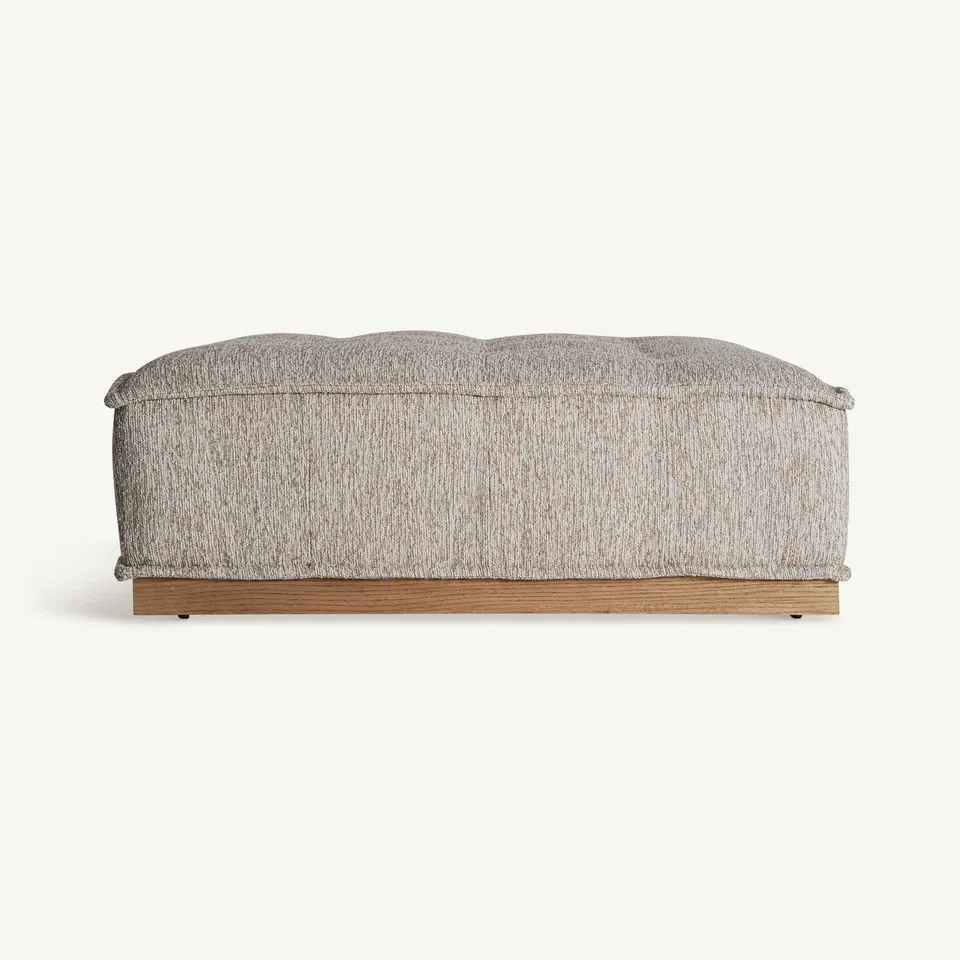 Bambua Vittel Pouf Beige in Tessuto e Pino