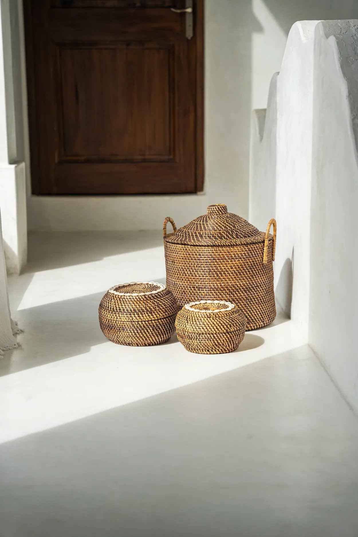 Bambua Colonial Handles cesto rattan naturale marrone