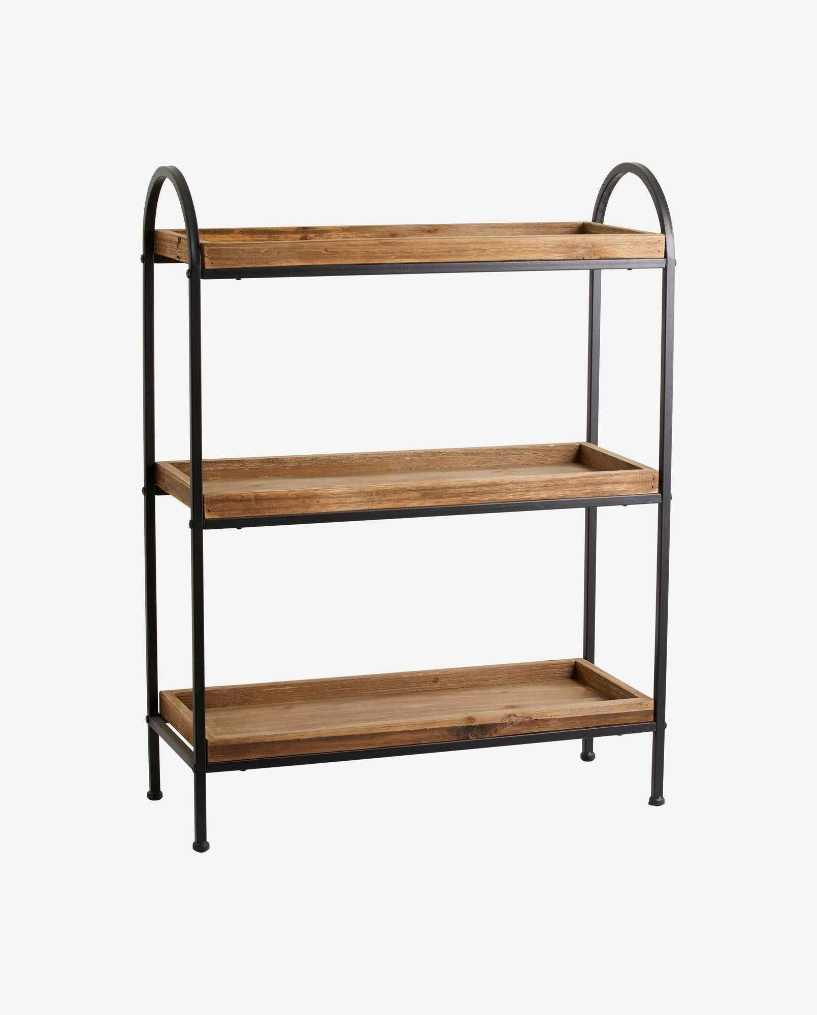 Bambua Patna scaffale legno 3 ripiani ferro nero