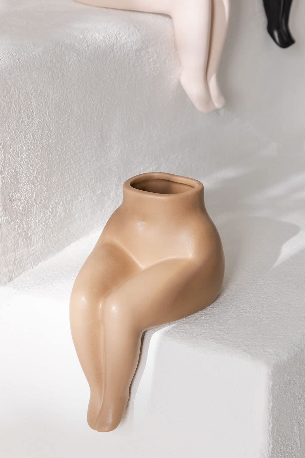 Sklum Irenka Vaso in Ceramica Marrone Nocciola Decorativo