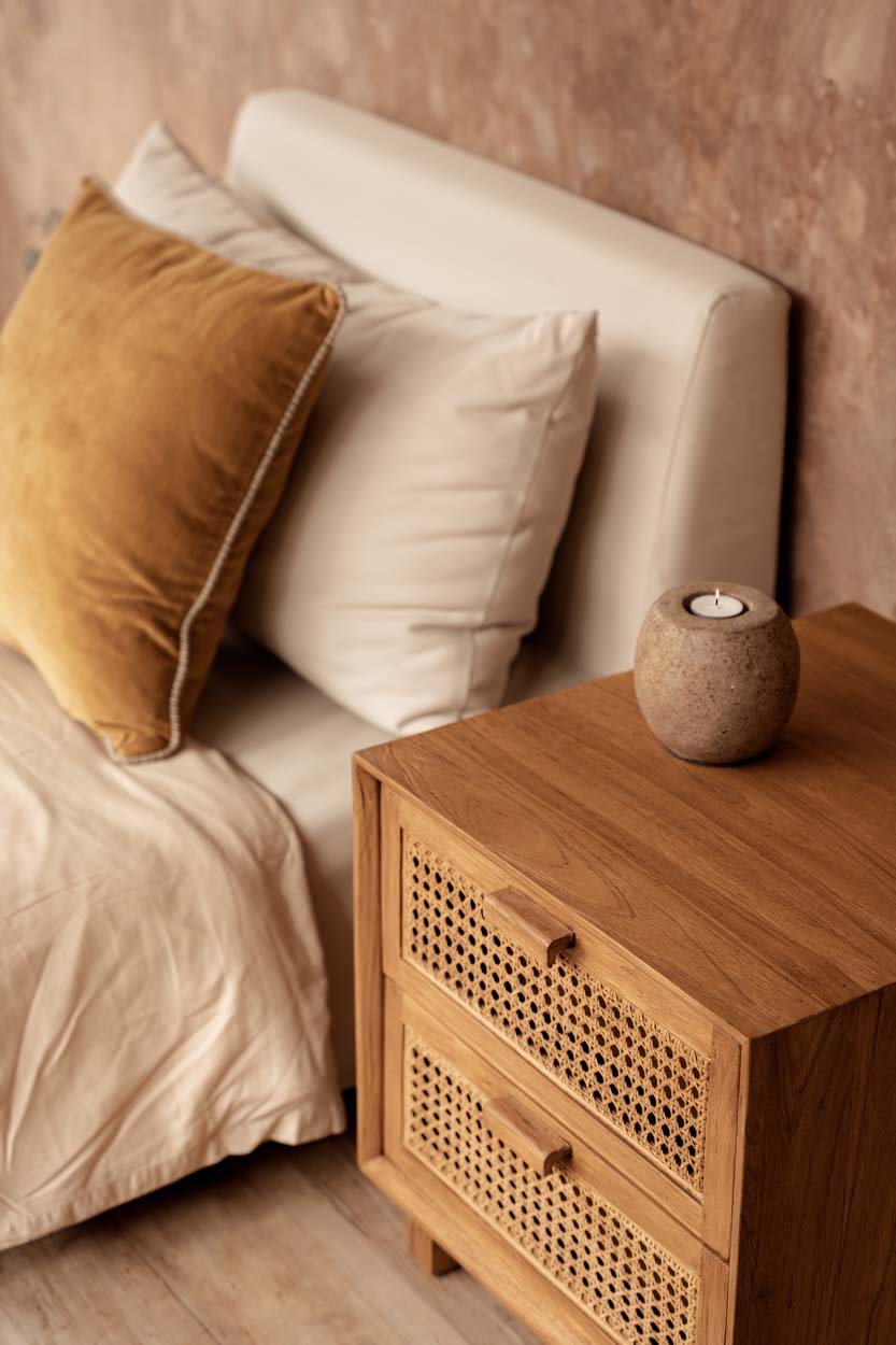 Bambua Harmony comodino naturale teak e rattan