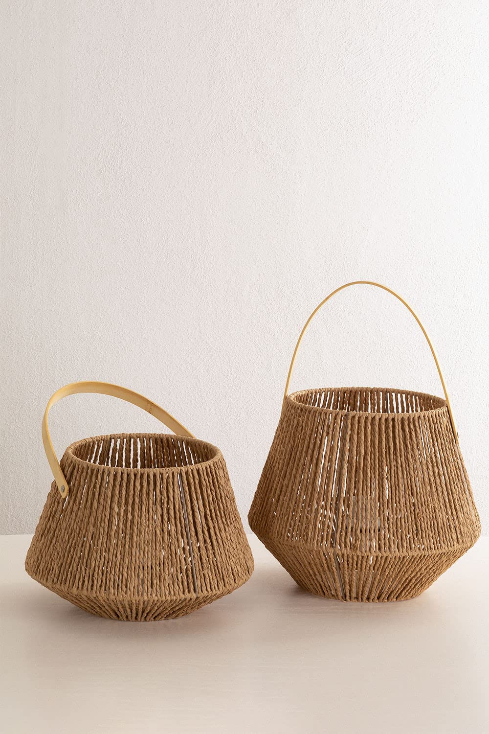 Sklum Milei set 2 lampade tavolo carta intrecciata naturale
