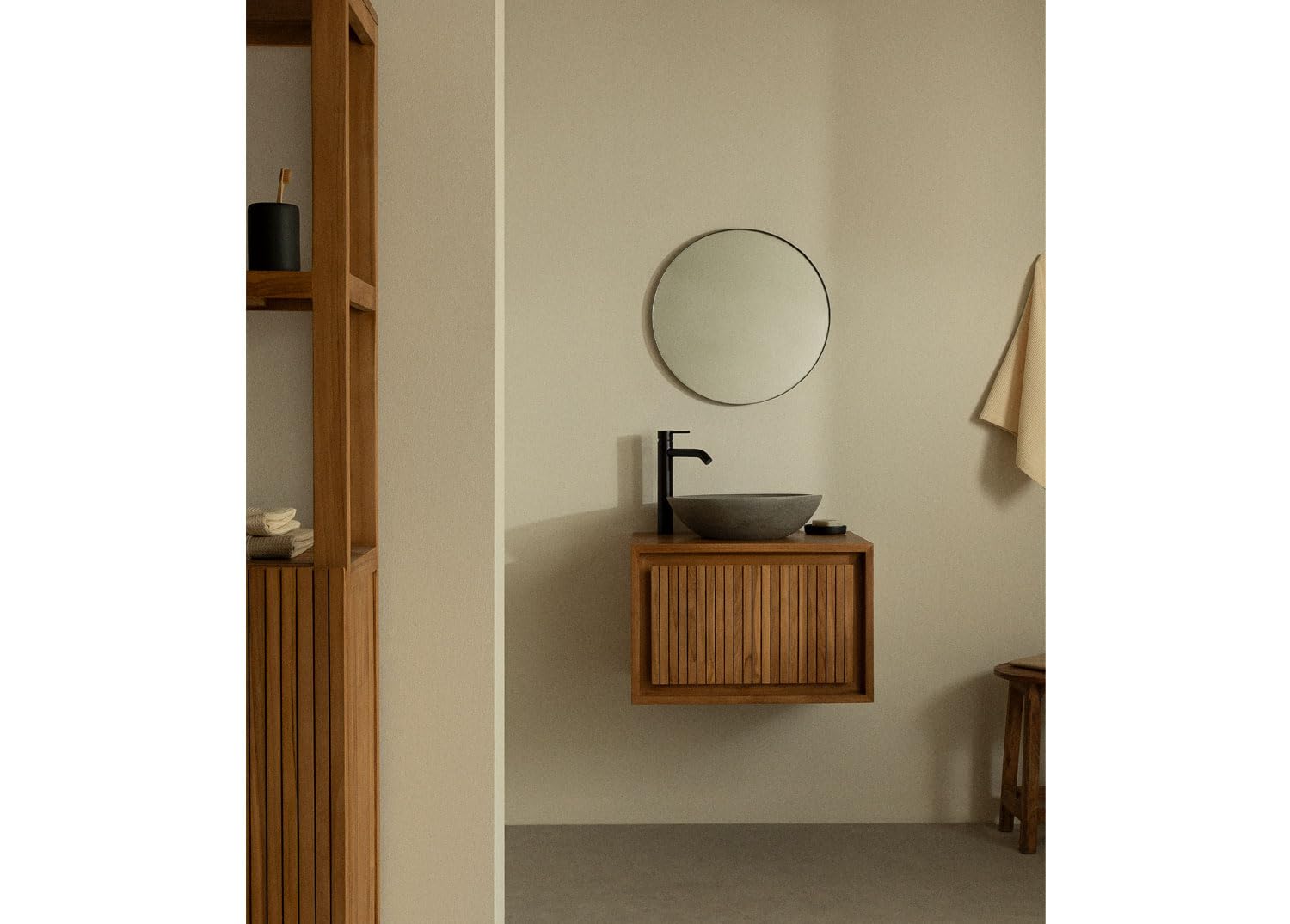 Sklum Melvil Mobile Bagno Sospeso 60 cm Legno Teak