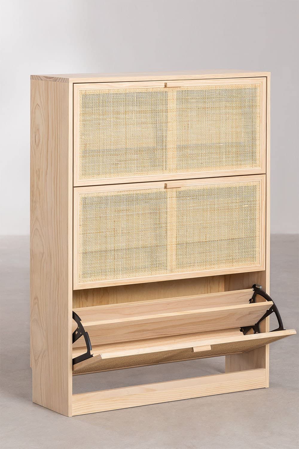 Sklum Reyna scarpiera legno 3 ante rattan naturale