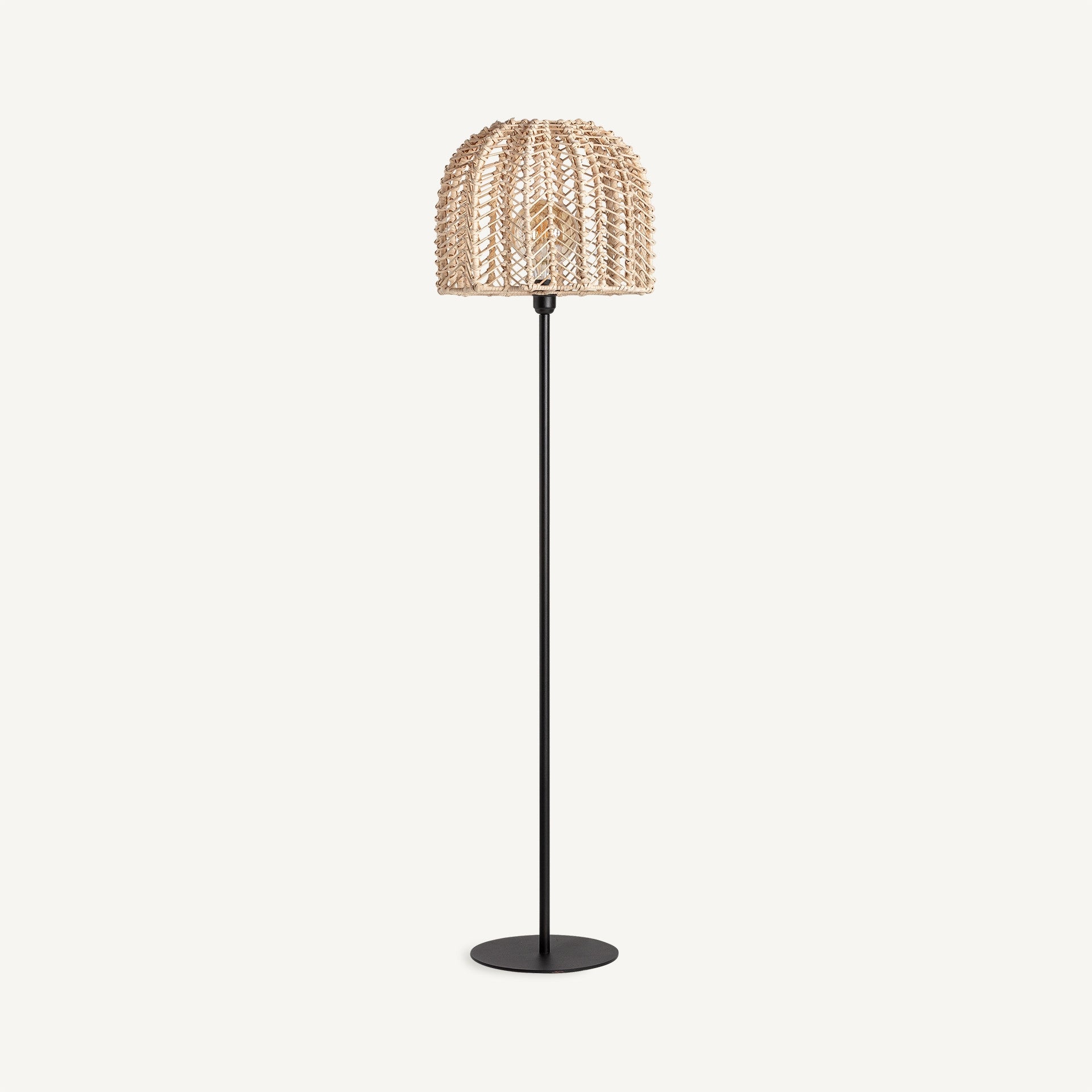 Bambua Plissé piantana in rattan con stelo nero