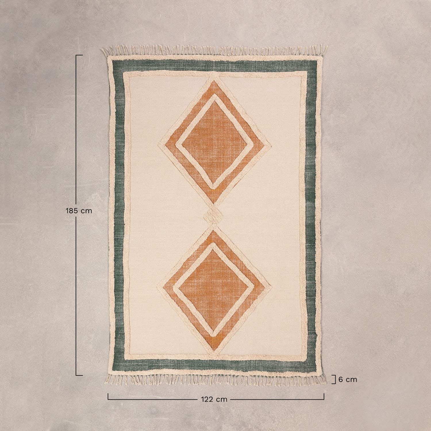 Sklum Derum Tappeto Cotone Beige Crema 185x122 cm