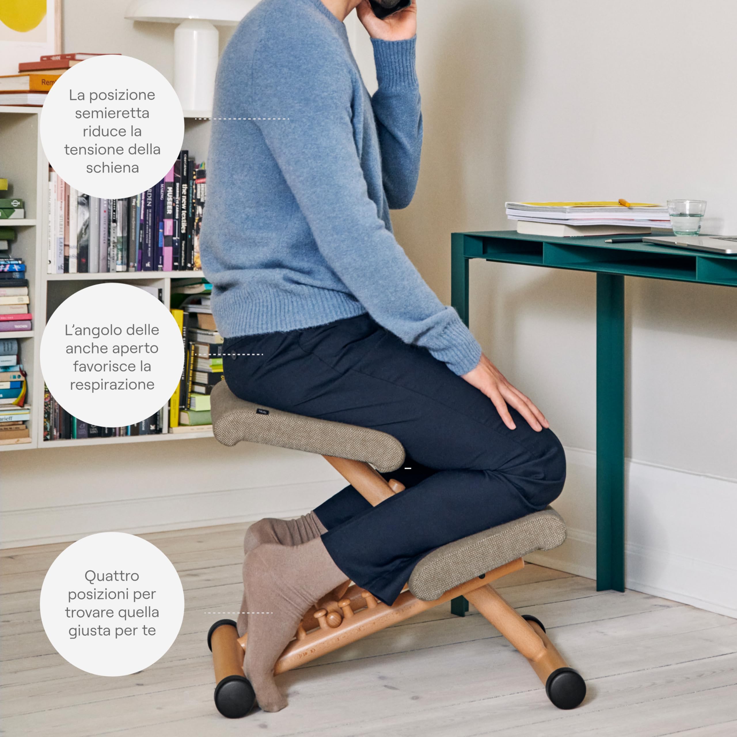 Varier Multi Sedia Ergonomica Pieghevole Natural Black postura