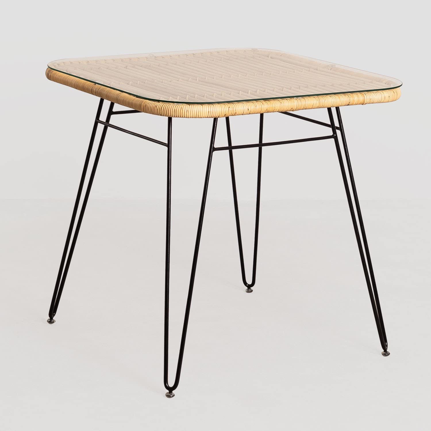 Sklum Zenta Tavolo Pranzo Quadrato 80x80 Rattan Marrone