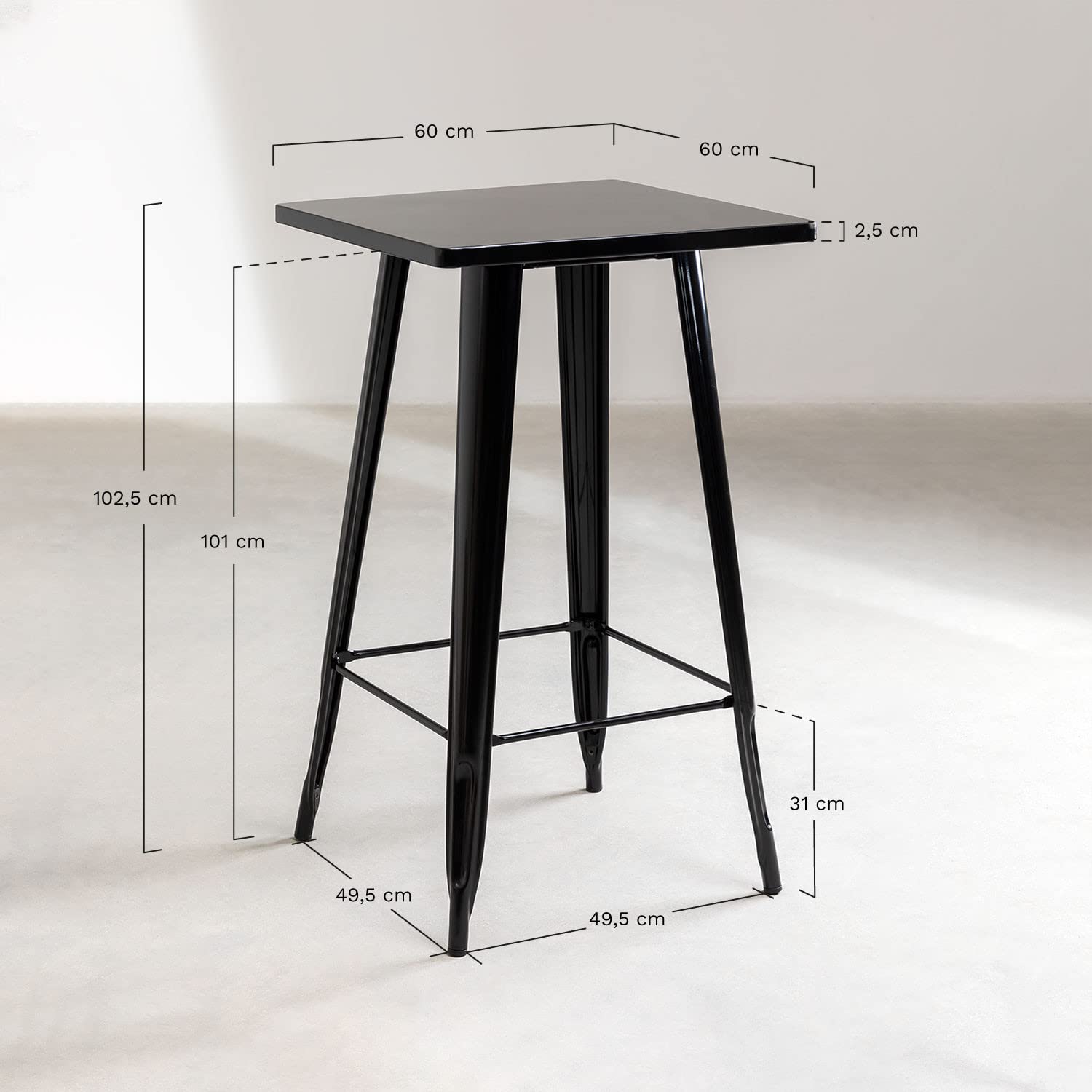 Sklum LIX tavolo alto in acciaio nero 60x60